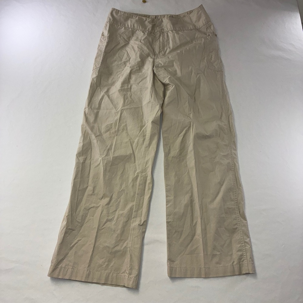 472 Calvin Klein Jeans Wide Leg Pants 8 Tan Khaki Cotton Trousers
